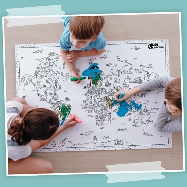 Carte du monde géante à colorier